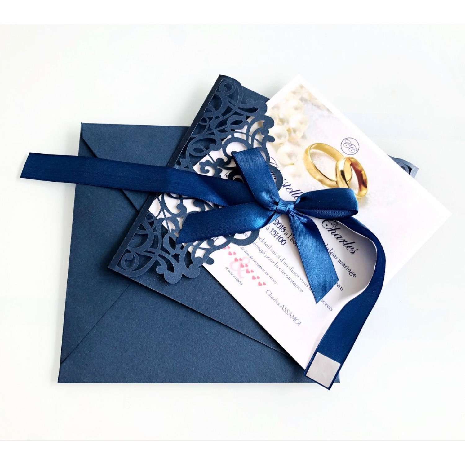 Dark Blue Invitation Card Laser Cut Paper Slay-up Holiday Card